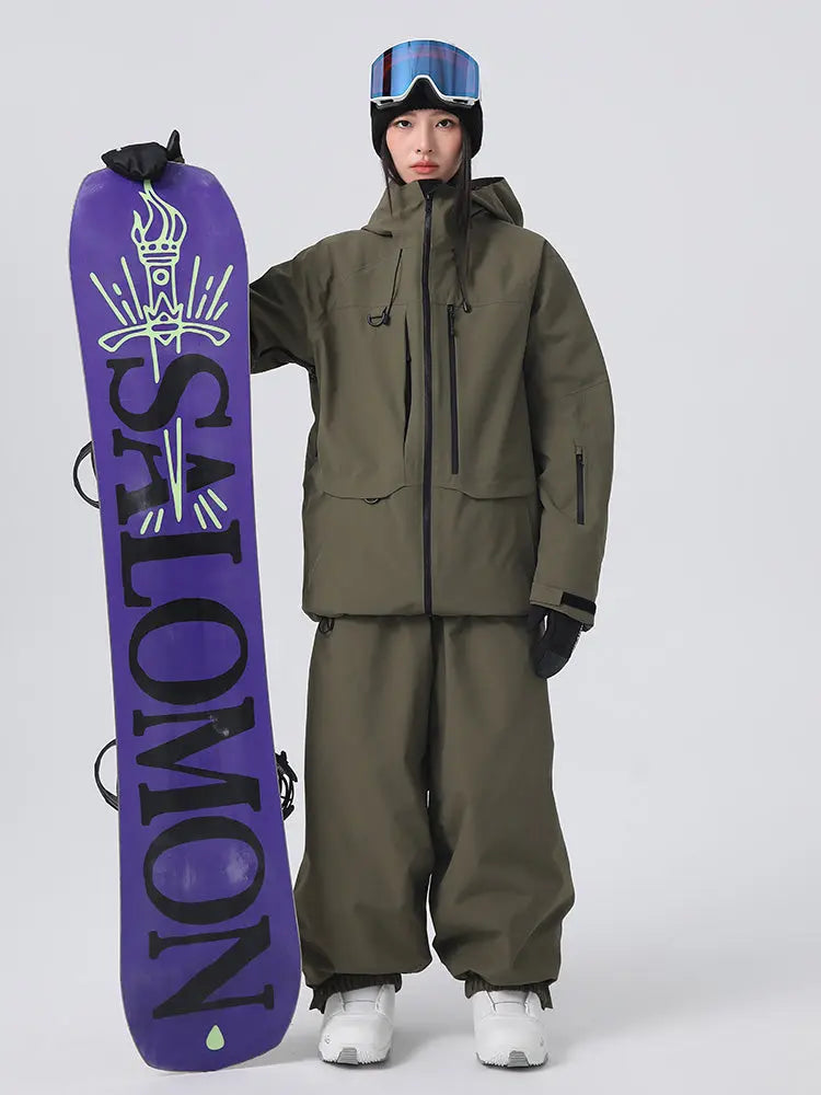 Unisex Sporty All-Weather Snow Suits Baggy Snowsuits 