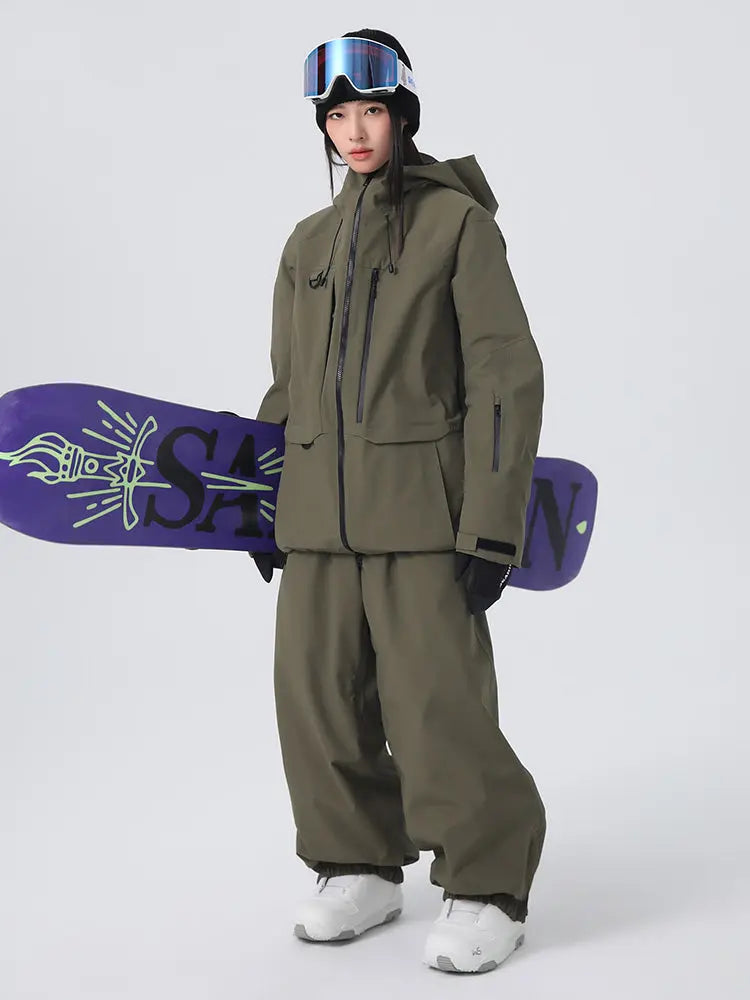 Unisex Sporty All-Weather Snow Suits Baggy Snowsuits 