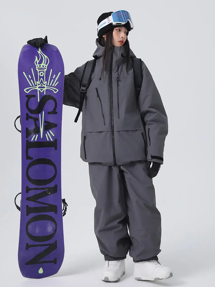 Women's Pro 3L Freeride Snowboard Snow Suits Baggy Snow Outwear 