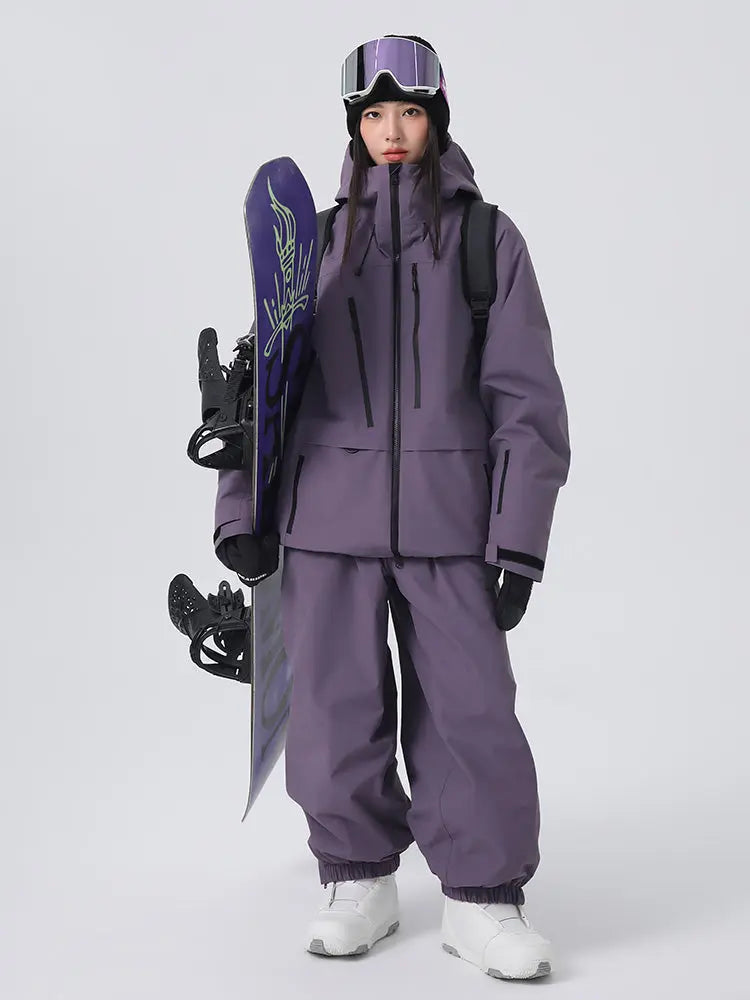 Women's Pro 3L Freeride Snowboard Snow Suits Baggy Snow Outwear 