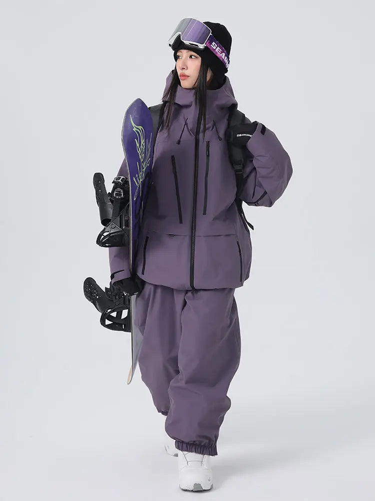 Women's Pro 3L Freeride Snowboard Snow Suits Baggy Snow Outwear 