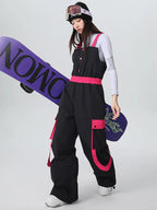 Women's Searipe ChillFlex Strap Accent Baggy Snow Bib Overalls Pants 