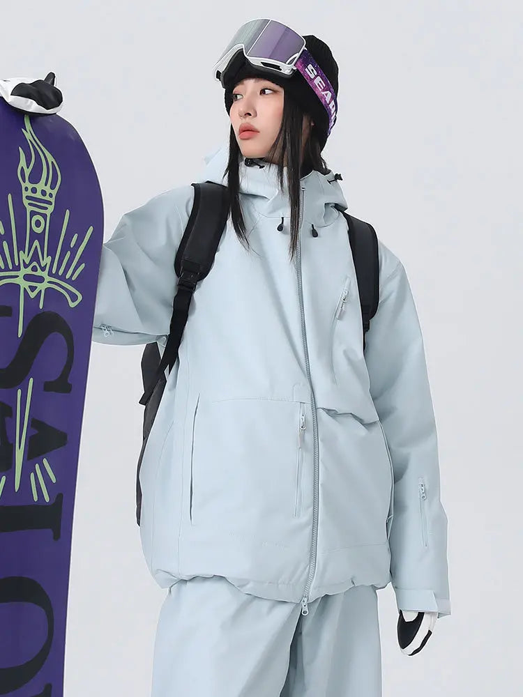 Women's Solid Color Insulated Snow Jacket – Waterproof Ski Coat