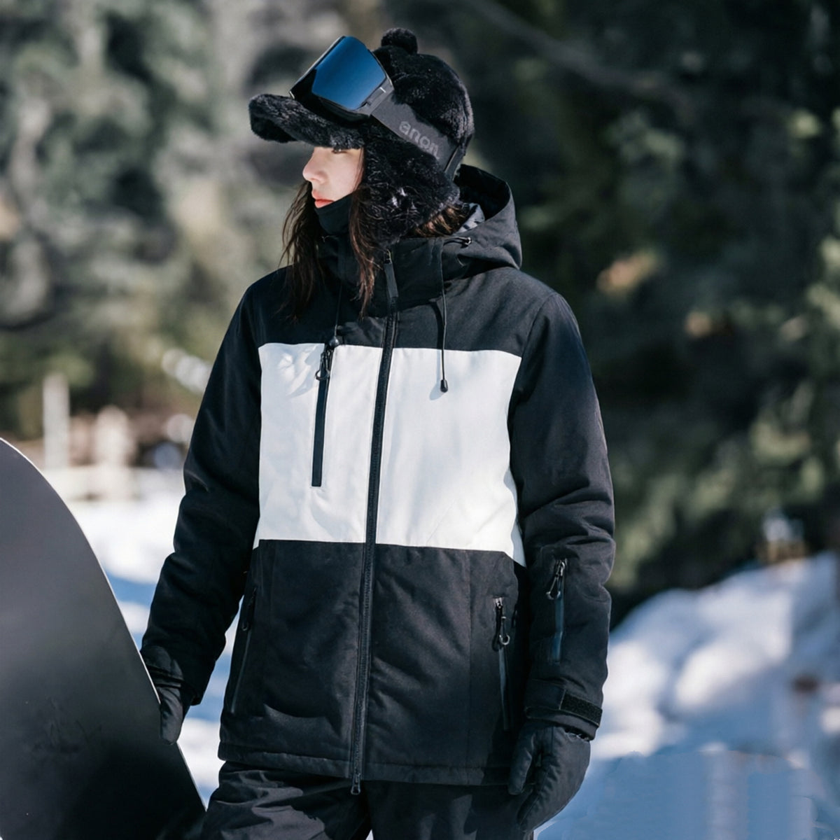 Unisex Color-Block Ski Jacket | Hooded Shell Snowboard Coat