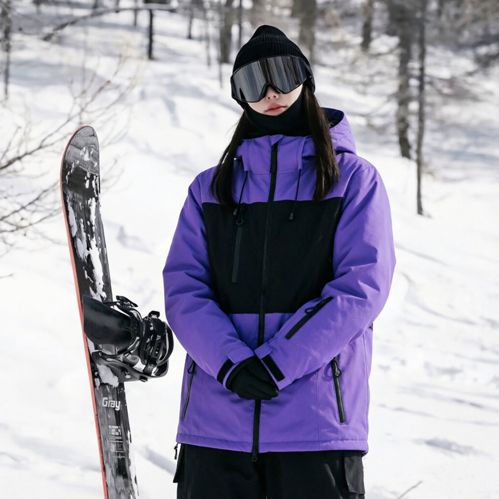 Unisex Color-Block Ski Jacket | Hooded Shell Snowboard Coat