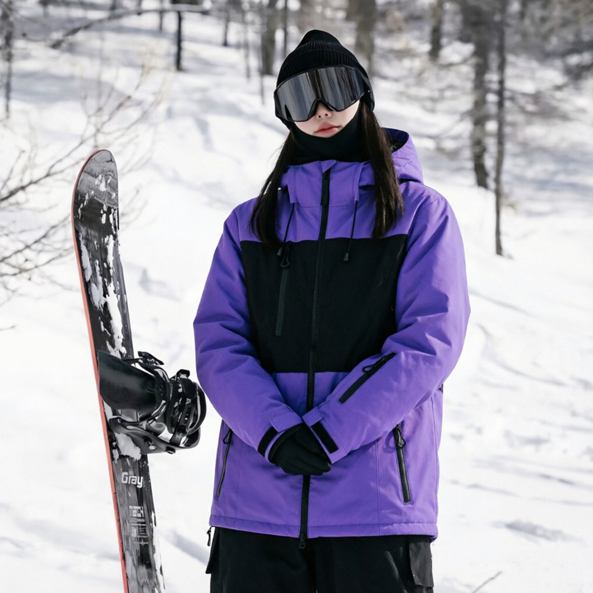 Unisex Color-Block Ski Jacket | Hooded Shell Snowboard Coat