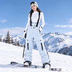 Women's Waterproof Ski Bibs Warm Snow Pants Overalls with Suspenders