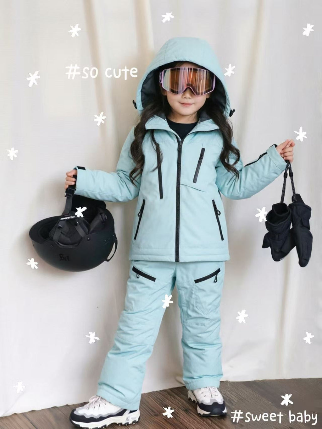 kids solid color snow jacket view 1