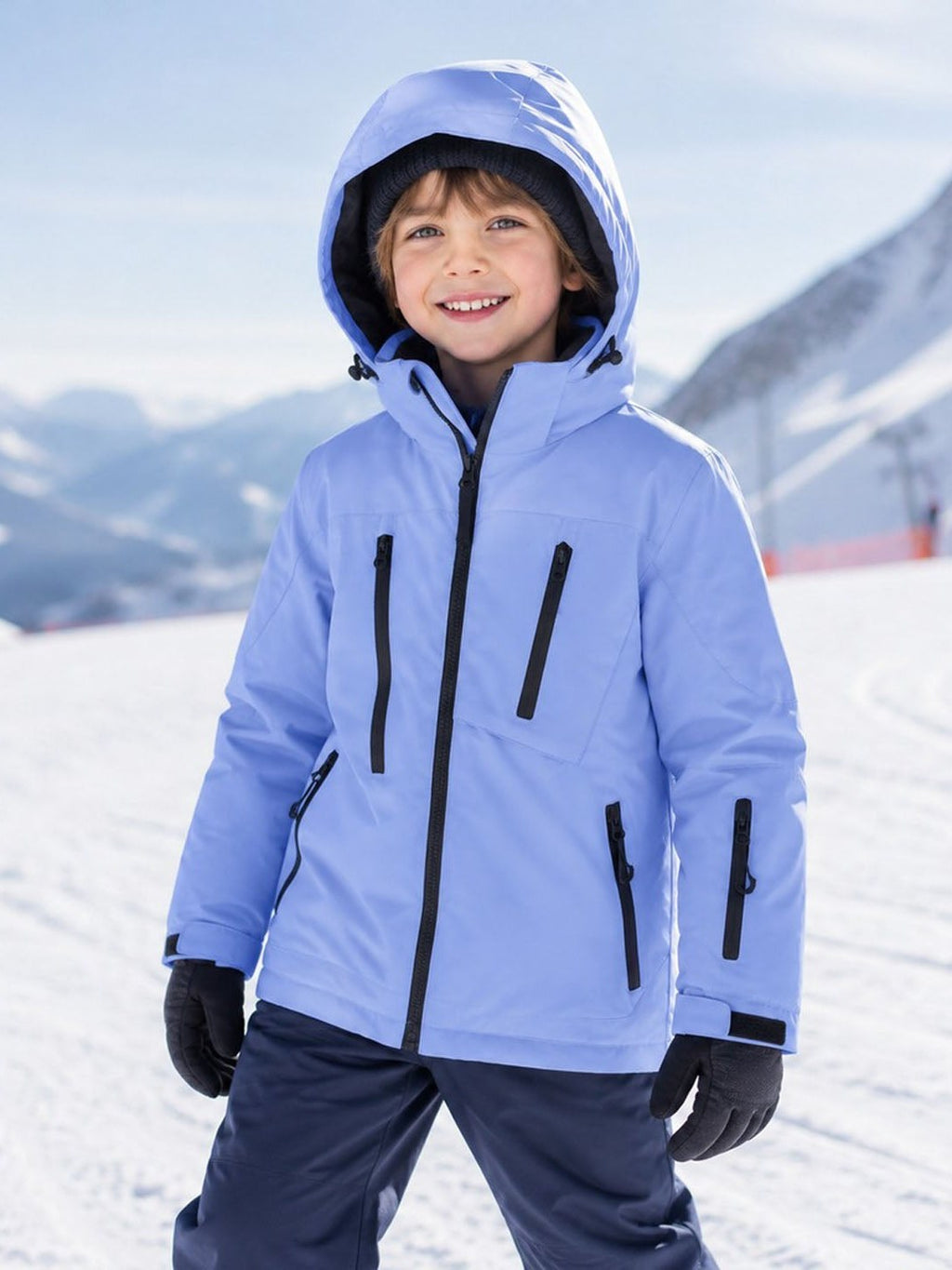 kids solid color snow jacket view 9