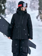 black hooded ski jacket model