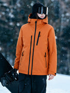 orange hooded ski jacket model