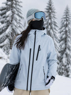 light blue ski jacket detail