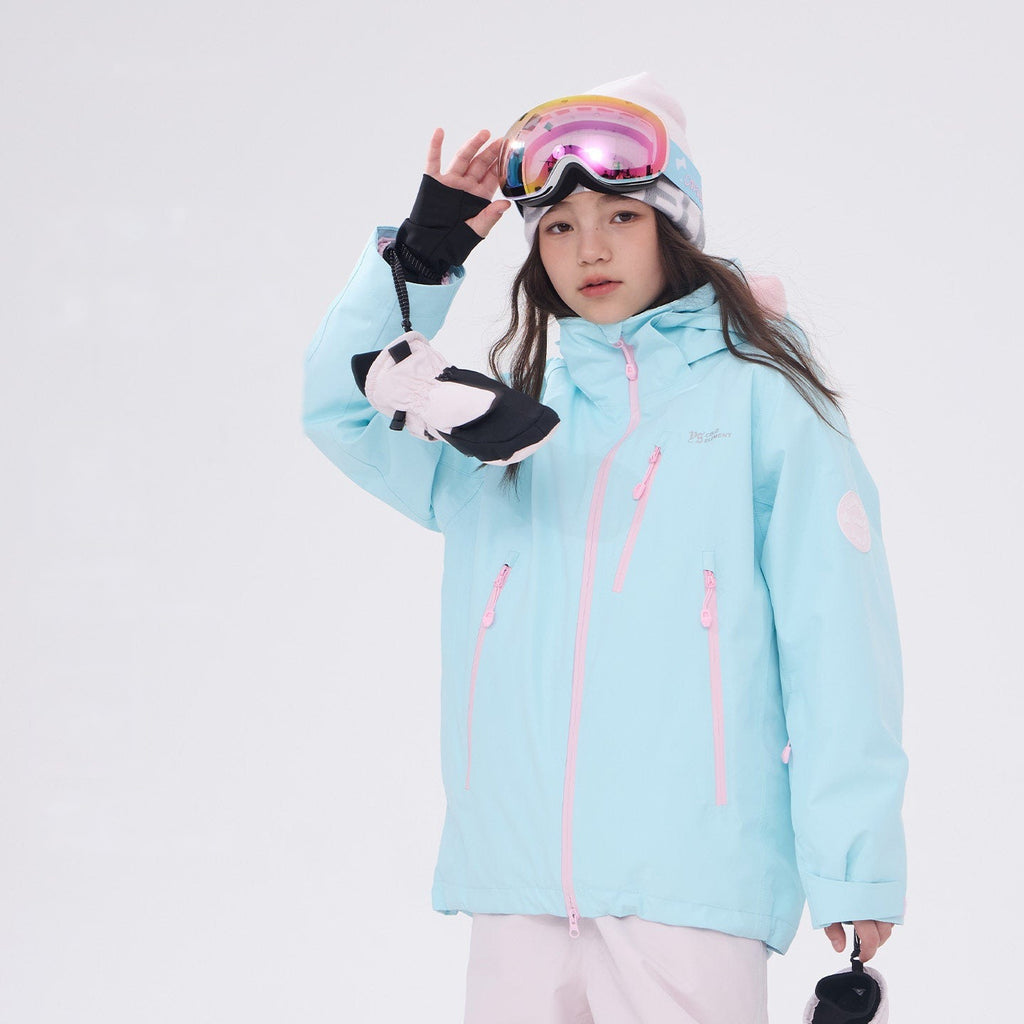 Boy in the Kids' 3L shell ski jacket with backpack