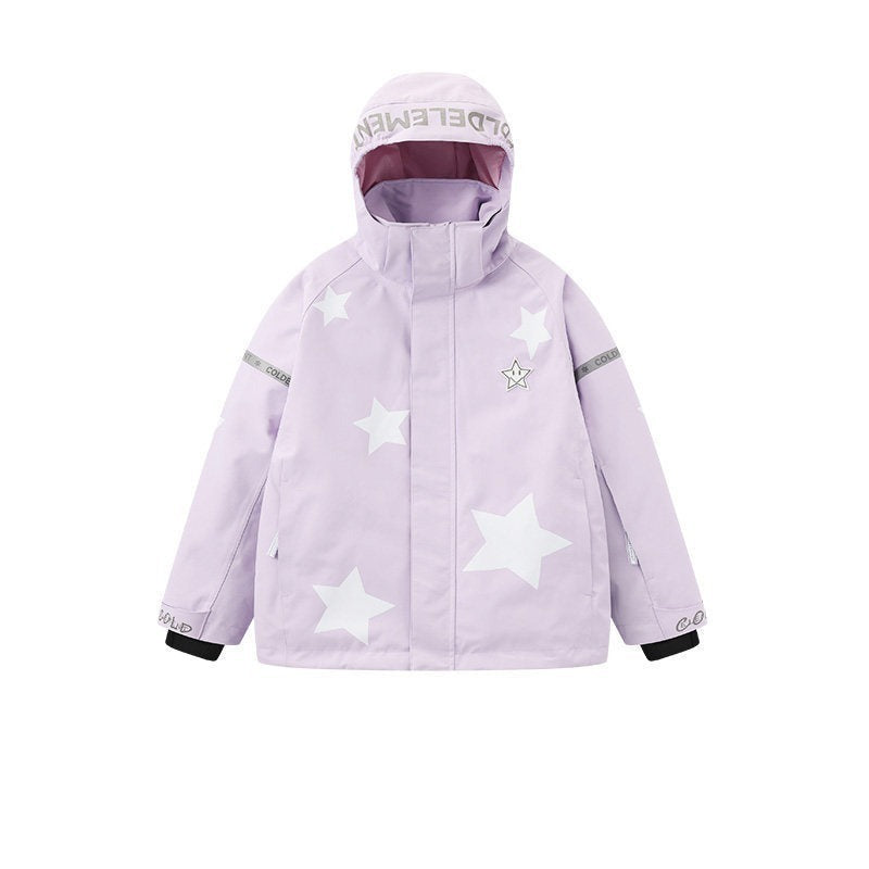Light purple kids 3L ski jacket flat product view