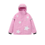 Pink kids 3L ski jacket flat product view