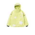 Yellow green kids 3L ski jacket flat product view