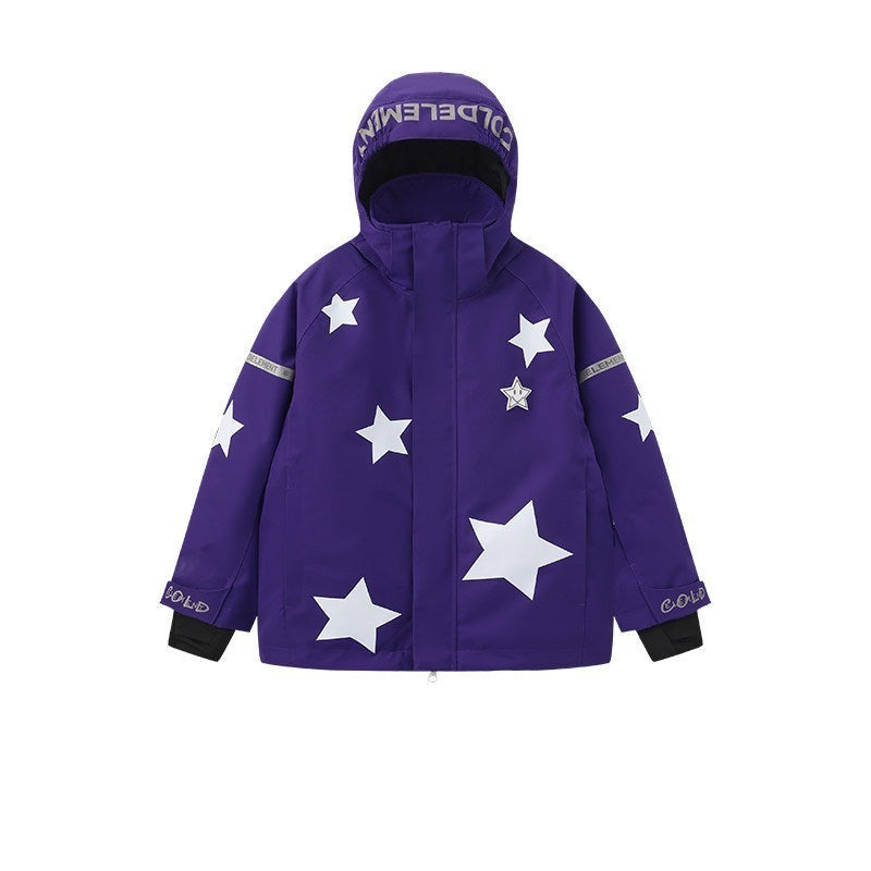 Purple kids 3L ski jacket flat product view
